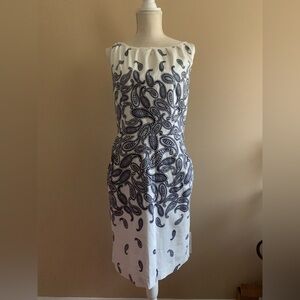 Nine West White Dress with Blue Paisley Design